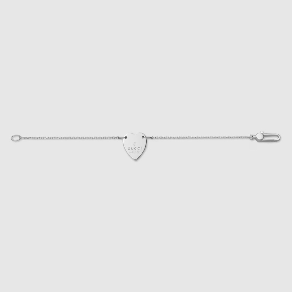 Gucci Silver Heart Charm Bracelet